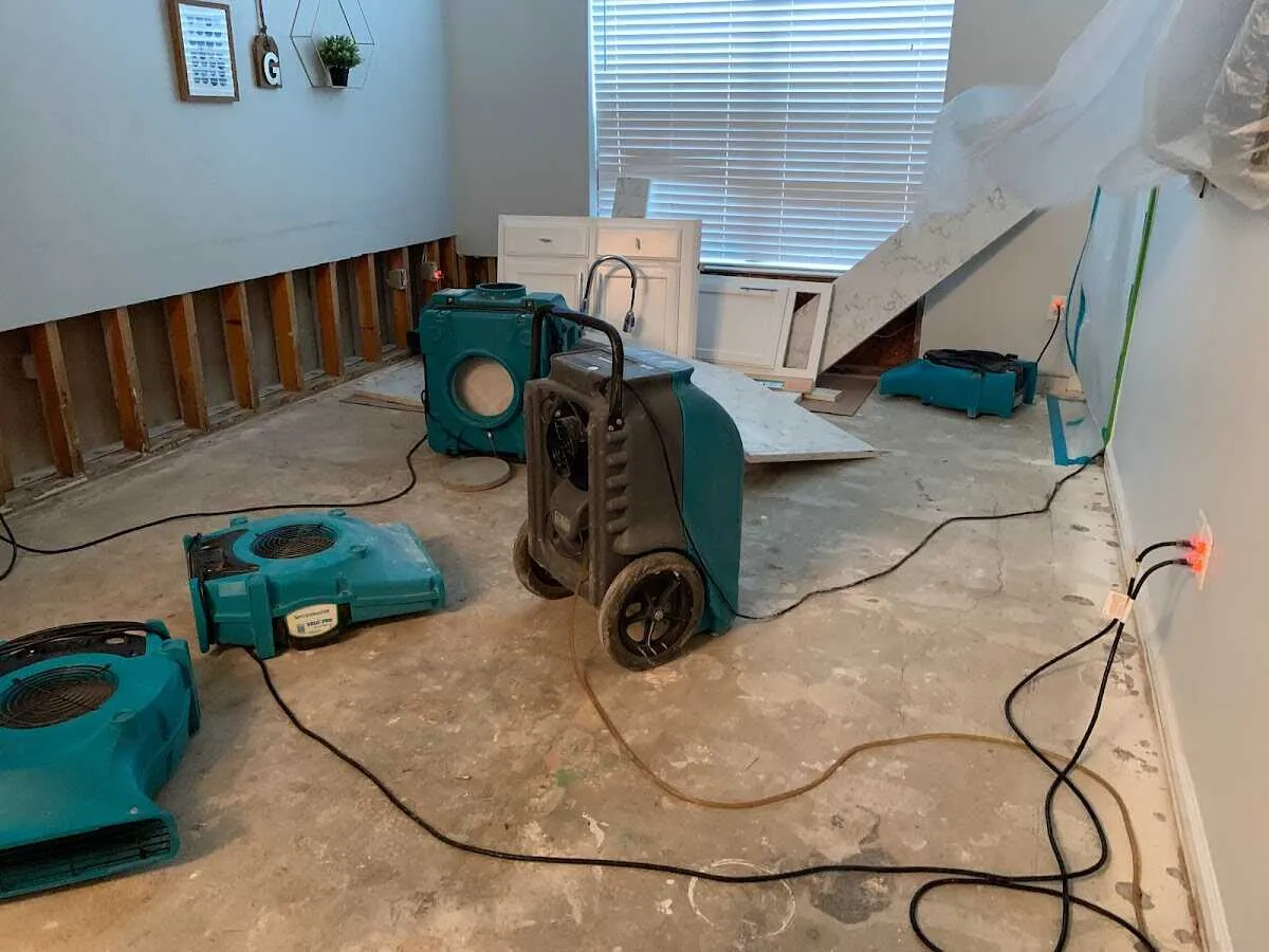 Dehumidifier in flood-cut room for Water Damage Restoration in Cave Creek